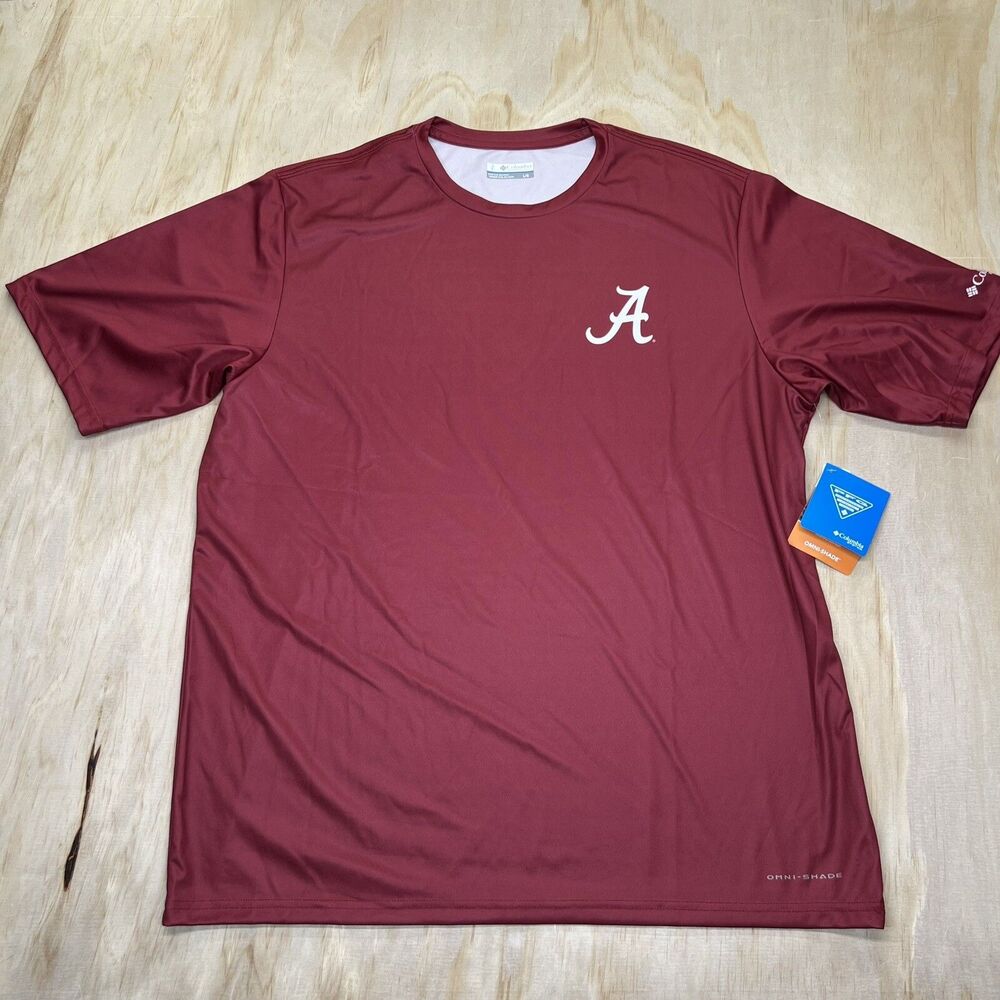 NEW Alabama Crimson Tide Columbia Terminal Tackle Omni-Shade Shirt LG